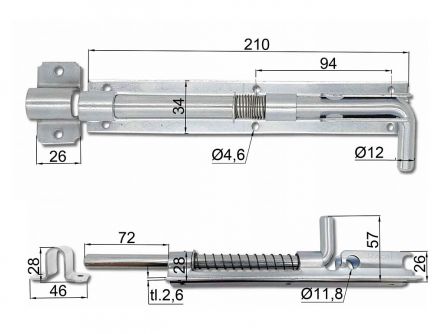 Z�str� s pru�inou 200x32 pr.12mm Zn