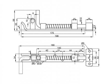 Z�str� s pru�inou 175x10mm Zn b�l�