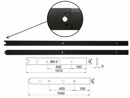 RETRO kolejnice 2x1m �ern� mat.ESO