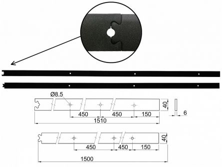 RETRO kolejnice 2x1.5m �ern� mat.ESO