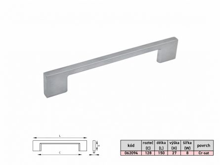 �chytka VANESA 128mm chrom mat.