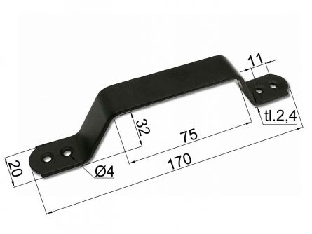 Rukoje� kovov� d.170 �ern� lak149/126x20