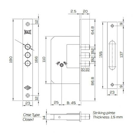 Zadl.z�mek KALE 189-3MF S-kl��