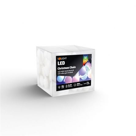 SO- dekorace v�no�n� �et�z bar.koul 20LED, 2m 2xAA