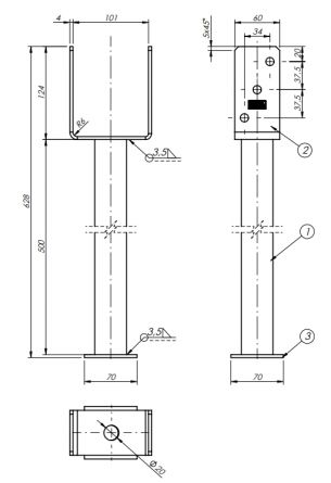 DO patka sloupku PS100U R500 101X628X124X4,0 ZNO