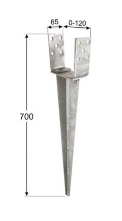 DO patka sloupku 0-120x65x700x2.0 PSGR