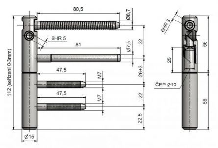 Z�v�s dve�n� trio 15 PP 22/M7 PH Zn b�l�