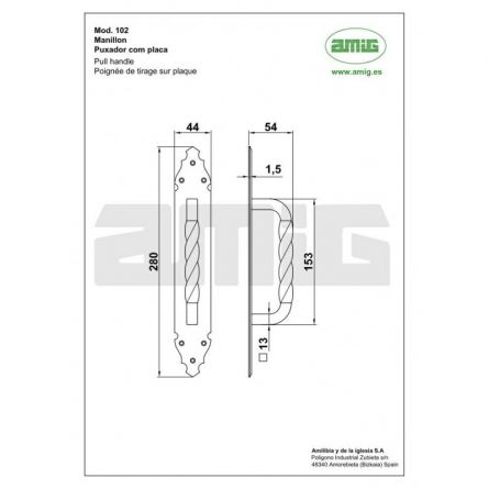 AMiG madlo �ern� 280x44x1,5mm k p�i�roubov�n�