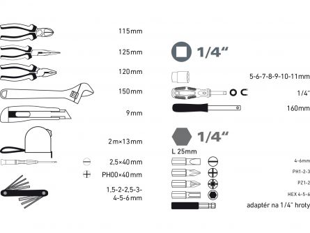 Sada n��ad� 35ks, 1/4" EXTOL CRAFT