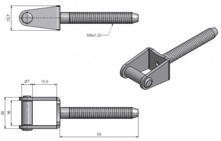 Skoba okenn� k za�. M8x50 Mosaz