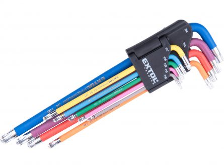 Sada torx L-kl��e 9ks, prodlou�en� barevn� T10-50