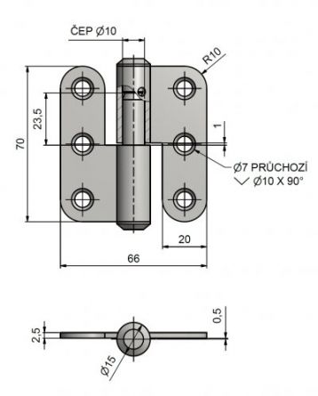 Z�v�s dve�n� 70x66 P rovn� Nerez
