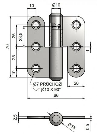 Z�v�s dve�n� 70x66 P rovn� lak RAL9006