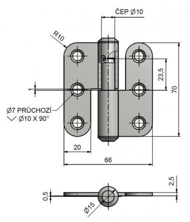 Z�v�s dve�n� 70x66 L rovn� Zn b�l�