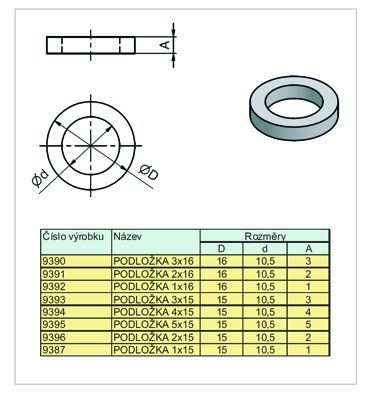 Podlo�ka pod z�v�s 3mmx16mm Ni 9390