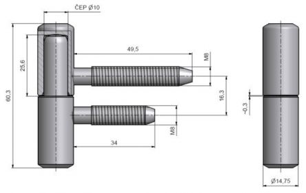 Z�v�s dve�n� 60/10 M8/50 M8/34,5 Zn b�l�