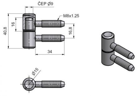Z�v�s okenn� 40 M8 bez h�ebu Zn b�l�