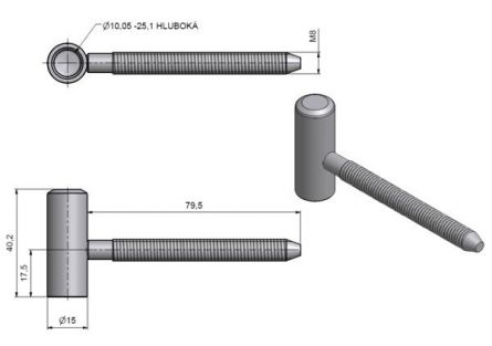 Z�v�s dve�n� 80/10 VD M8x80 Ni sat.