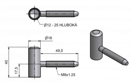 Z�v�s dve�n� 80/12 VD M8x50 Zn b�l�