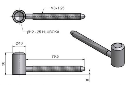 Z�v�s dve�n� 60/12 HD M8x80 ZN b�l�