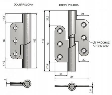 Z�v�s dve�n� samozav�rac� L Nerez