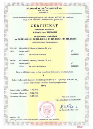 Bezp.kov�n� BK305/72 klika+madlo bp F1