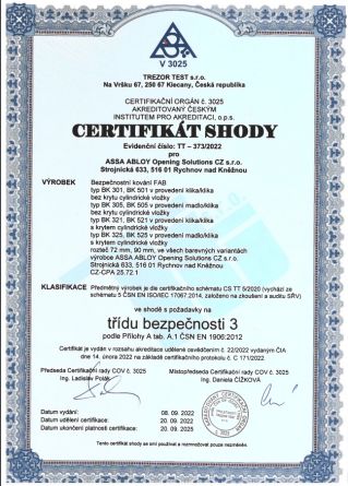 Bezp.kov�n� BK325/90 klika+madlo sp F1