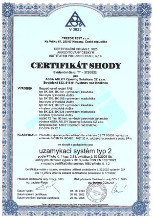 Bezp.kov�n� BK325/90 klika+madlo sp F1