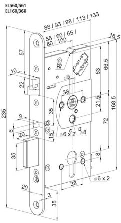 Zadl.z�mek panik sam.el.mech.EL560L/65/24 3,6- 24V