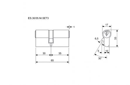 EURO SECURE bezp.vlo�ka 30+35 nikl BT3 SET3