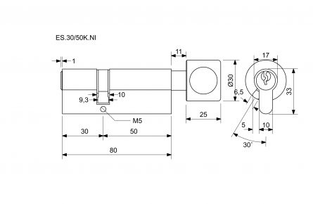EURO SECURE bezp.vlo�ka 30+K50 nikl BT3