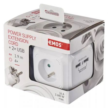 E- prodlu�. 1,9m-4.z�s.+2xUSB kostka