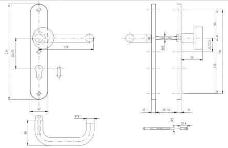 Dv.kov.PERUN PZ/90 klika P-knofl�k nerez mat