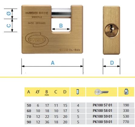 Visac� z�mek CORBIN Italian 50mm