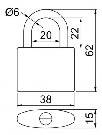 Visac� z�mek OVAL 38MM JU4