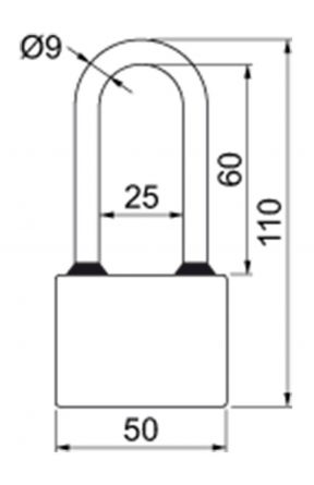Visac� z�mek OVAL 52MM PL dlouh� oko SU4