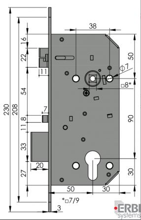 Zadl.z�mek ERBI sam.el.90/50 L-P 3Xmikrosp.bez sig
