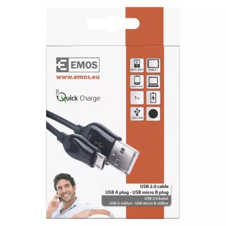 E- kabel USB 2.0 A/M-MICRO B/M 1m �ern�