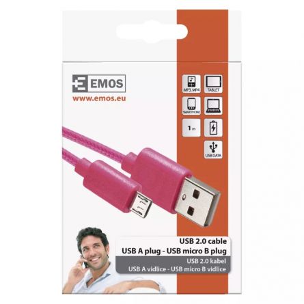 E- kabel USB 2.0 A/M-MICRO B/M 1m r��ov�