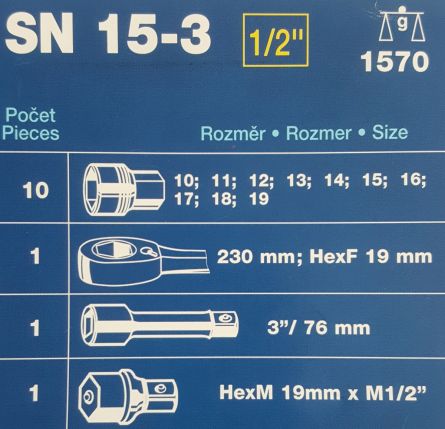 Sada SN TONA  15 d�l� 1/2" SN 15-3
