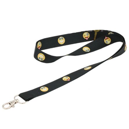 Popruh na krk 20mm �ern� se Smajl�ky