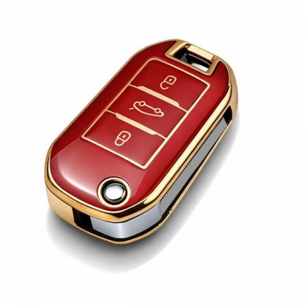 TPU Pouzdro Citroen/Peug.Style 3 flip 3tl. �erven�