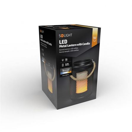 SO- lucerna kovov� s LED sv��kou �ern� 20cm