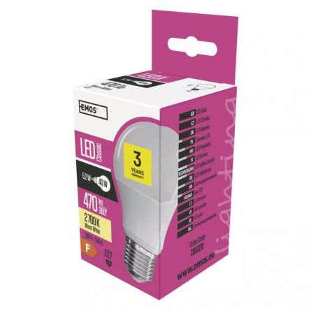 E- ��rovka LED CLS A60 5,2W(40W) 470lm E27 WW