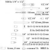 V�ce informac� o v�robku Sada gola FESTA 110ks 1/4" + 1/2"