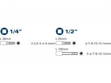 FO sada kl��� imbus hlavice z�str. 1/4",1/2" 18ks