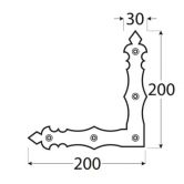 DO rohovn�k ozdobn� 200x200x30x3.0 �ern�