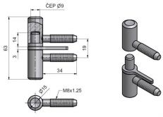 Z�v�s okenn� 60 M8 s h�ebem Zn �lut�