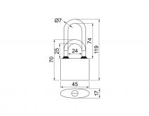 Visac� z�mek OVAL 45MM dlouh� oko