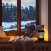 SO- lucerna kovov� s LED sv��kou �ern� 20cm